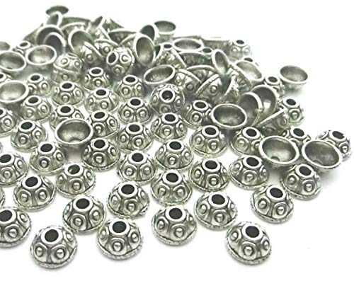 100 Perlkappen 8mm Spacer Endkappen Farbe antiksilber Kappen für 8mm Perlen #S543 von beadsvision