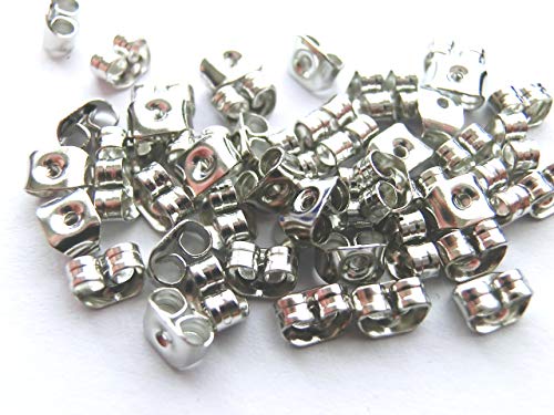 100 Stopper Farbwahl Ohrstecker Verschluss Ohrmutter für Ohrringe Metall Verschlüsse für OHRHAKEN (Antiksilber #S601) von beadsvision