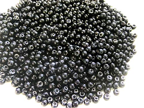1000 Glasperlen 4mm Glaswachsperlen rund schwarz Perlen zum auffädeln Schmuckherstellung #3 (1000 Glasperlen Schwarz) von beadsvision