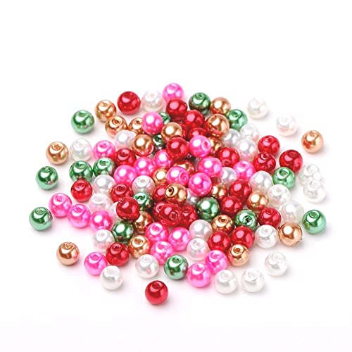 1000 Glasperlen 4mm Mix Glaswachsperlen rund Farbwahl Perlen zum auffädeln Schmuckherstellung (Christmas #8) von beadsvision