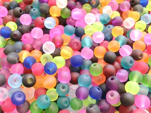 1800 gefrostete Glasperlen matt rund 4mm Mix bunt auffädeln vereist 18 Farben von beadsvision