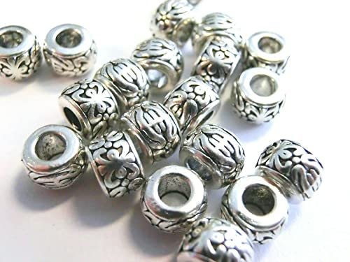 20 Spacer Rondell 8mm Farbe antiksilber Großlochperle Modulperle Metall #S144 von beadsvision