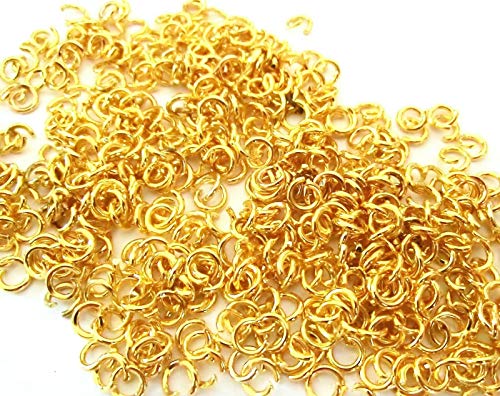 200 Binderinge offen Ösen Farbwahl 5mm Metall Verbindungsringe Schmuckherstellung (Gold #S203) von beadsvision