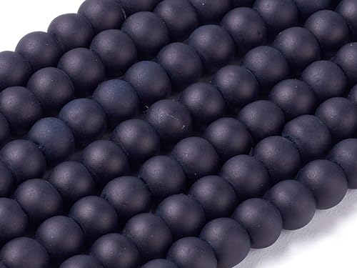 200 Glasperlen 10mm Mix Glaswachsperlen rund matt oder glänzend Perlen zum auffädeln Schmuckherstellung (Schwarz matt) von beadsvision
