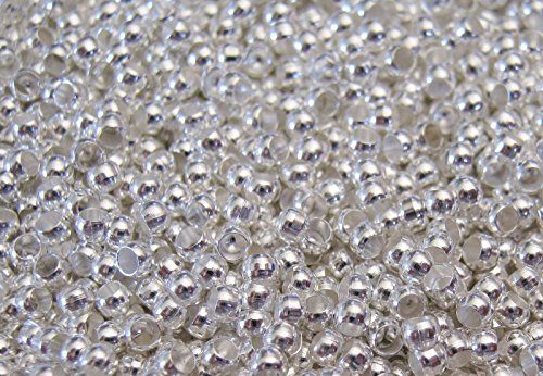 200 Spacer Quetschperlen Crimp rund 2mm Farbe silber #S001 von beadsvision