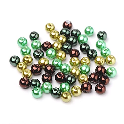 300 Glasperlen 8mm Mix Glaswachsperlen rund bunt Mix Farbwahl Perlen zum auffädeln Schmuckherstellung (300 Glasperlen Schoko Mint mix 7) von beadsvision