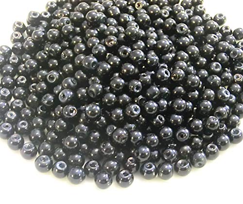 300 Glasperlen 8mm Mix Glaswachsperlen rund Farbwahl Perlen zum auffädeln Schmuckherstellung (300 Glasperlen Schwarz) von beadsvision