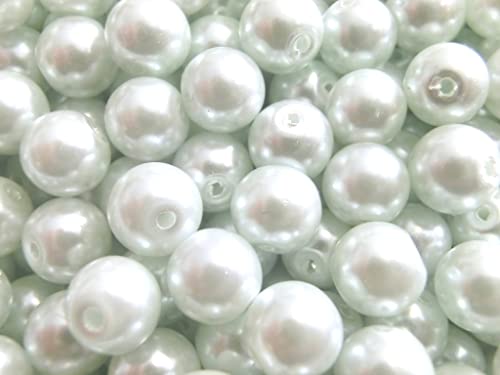 300 Glasperlen 8mm Mix Glaswachsperlen rund Farbwahl Perlen zum auffädeln Schmuckherstellung (300 Glasperlen weiß) von beadsvision