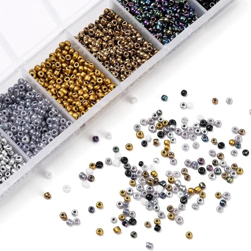 3500 Rocailles ca.2mm Perlen 12/0 Box Mix metallisch Glass Seed Beads rund lose Abstandsperlen Glasperlen Bastelset von beadsvision