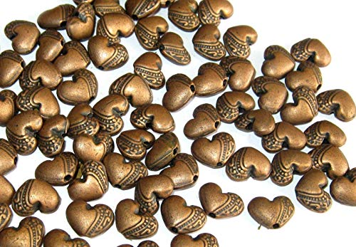 40 Spacer HERZ Zwischenperlen 10x8mm Farbe kupfer Metallperlen #S212 von beadsvision
