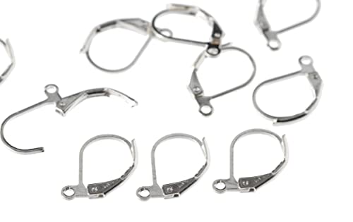 50 Brisuren Klappbrisuren Ohrhaken Farbe Silber Rohling Ohrringe 16mm mit Klappbügel (Silber #S014) von beadsvision