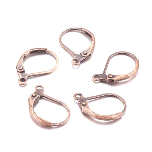 50 Brisuren Klappbrisuren Ohrhaken Farbwahl Rohling Ohrringe 16mm mit Klappbügel (Kupfer #S643) von beadsvision