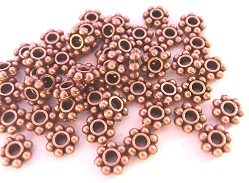 50 Daisy Spacer 6mm Metallperlen Scheiben Zwischenperle flach rund Farbe kupfer #S355 von beadsvision