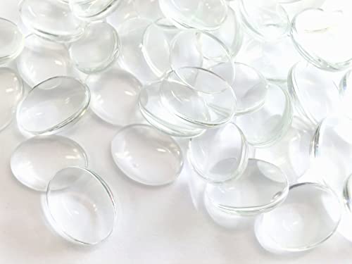 50 Glas Cabochons klar Größe 20x15mm oval Glascabochons durchsichtig Rückseite flach Kuppel transparent (20x15mm) von beadsvision