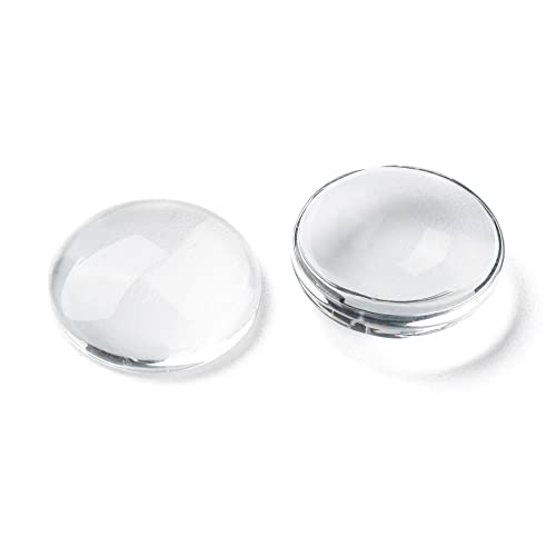 50 Glas Cabochons klar rund 16mm Glascabochons durchsichtig Rückseite flach Kuppel transparent (16mm) von beadsvision