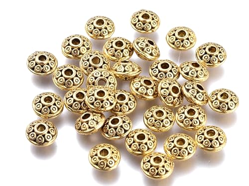 50 Spacer 6x3mm Metallperlen Zwischenperlen Rondell Farbe antik gold DIY #S492 von beadsvision