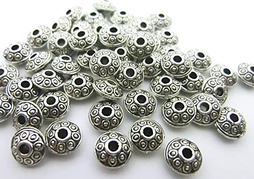 50 Spacer 6x3mm Metallperlen Zwischenperlen Rondell Farbe antiksilber Metall #S535 von beadsvision