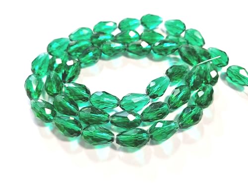 50 facettierte Tropfen 15x12mm Glasperlen Perlen Glas Kristall Glasschliffperlen zum auffädeln (Grün) von beadsvision