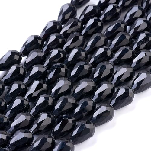 50 facettierte Tropfen 15x12mm Glasperlen Perlen Glas Kristall Glasschliffperlen zum auffädeln (Schwarz) von beadsvision