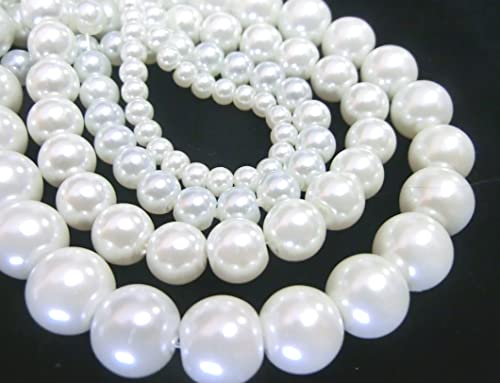 560 Glaswachsperlen 4/6/8/10mm Weiß Glasperlen Kugeln rund Perlen Glas Größenmix (Weiß 4/6/8/10mm) von beadsvision