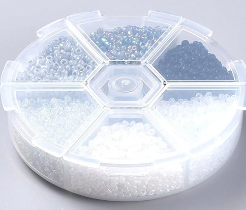 600 Rocailles Perlen 4mm Box Mix bunt Glass Seed Beads rund lose Abstandsperlen Glasperlen Bastelset (Schwarz Weiß Grau) von beadsvision