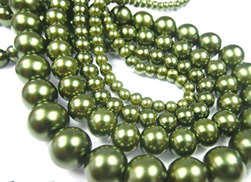 80 Glaswachsperlen khaki grün 10mm Glasperlen Kugeln rund Perlen Glas von beadsvision