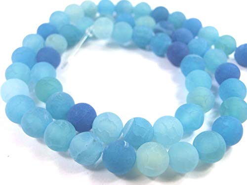 Achat 6mm hellblau matt Perlen rund Schmuckperlen Edelstein blau 1 Strang #2 von beadsvision