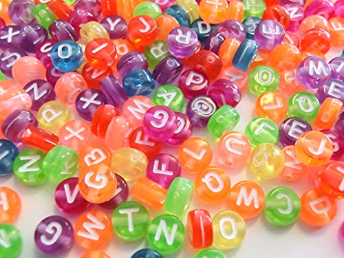 Buchstaben A-Z Alphabet rund 7mm Perlen Buchstabenperlen mehrfarbig Mix Perlenset zum auffädeln (250 Buchstabenperlen bunt #21) von beadsvision