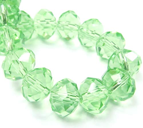 FACETTIERTE Glasperlen RONDELLE 8x6mm rund 1 Strang (Peridot GRÜN) von beadsvision