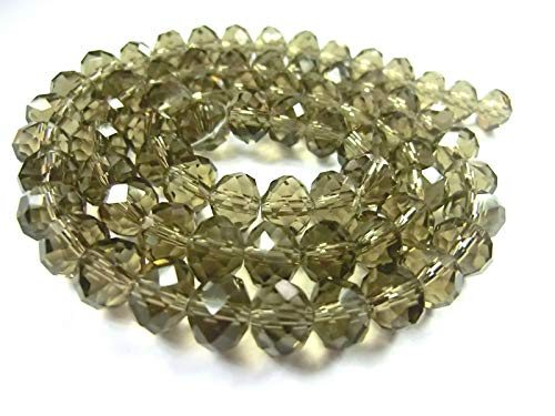 FACETTIERTE Glasperlen RONDELLE 8x6mm rund 1 Strang (Rauchquarz) von beadsvision