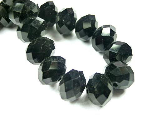 FACETTIERTE Glasperlen RONDELLE 8x6mm rund 1 Strang (Schwarz) von beadsvision