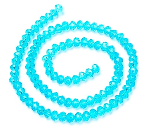 FACETTIERTE Glasperlen RONDELLE 8x6mm rund 1 Strang (Türkis Blau) von beadsvision