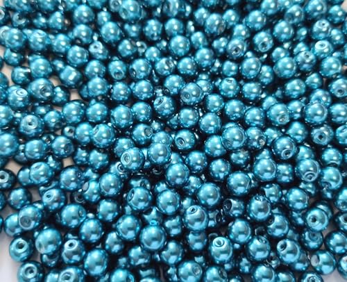 Glasperlen 6mm Glaswachsperlen rund bunt Mix Farbwahl Perlen zum auffädeln Schmuckherstellung (Petrol #15) von beadsvision