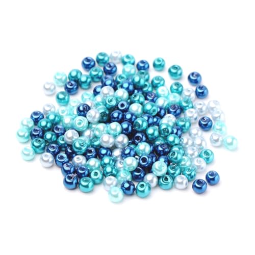 Glasperlen 6mm Glaswachsperlen rund bunt Mix Farbwahl Perlen zum auffädeln Schmuckherstellung (caribbean blau #1) von beadsvision