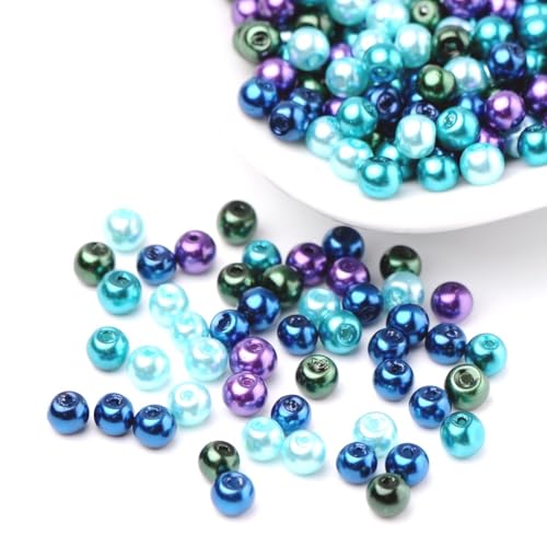 Glasperlen 6mm Glaswachsperlen rund bunt Mix Farbwahl Perlen zum auffädeln Schmuckherstellung (ocean #9) von beadsvision
