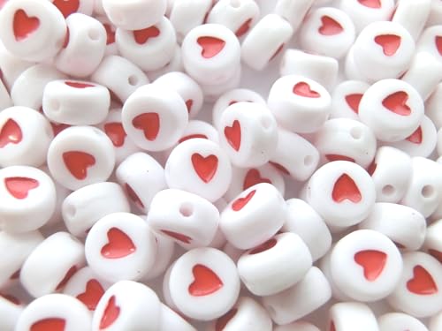 Herzperlen 1000 Perlen Herz rund 7mm Acryl Spacer Bastelperlen Zwischenperlen zum auffädeln Schmuck basteln (Herzperlen Rot #9) von beadsvision