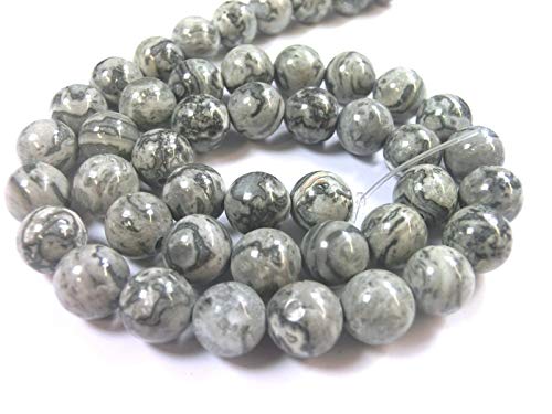Jaspis 8mm Perlen Kugeln rund 1 Strang grau marmoriert Schmuckperlen Edelstein 1 Strang von beadsvision