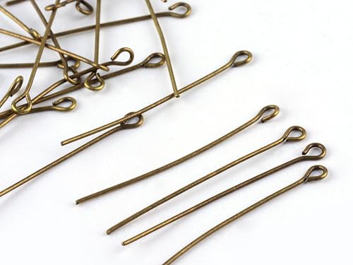Kettelstifte 100 Kopfstifte Farbwahl 40mm Schmuckherstellung Metall Öse basteln (Bronze #S493) von beadsvision