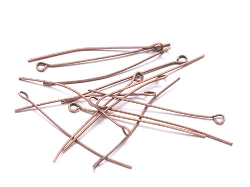 Kettelstifte 100 Kopfstifte Farbwahl 40mm Schmuckherstellung Metall Öse basteln (Kupfer #S425) von beadsvision