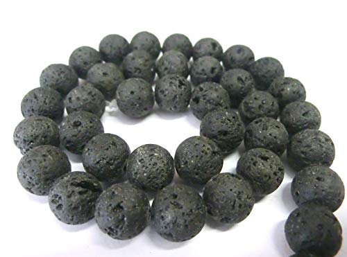 LAVA Perlen 10mm schwarz rund Lavaperlen Schmuckperlen 1 Strang gewachst (10mm) von beadsvision