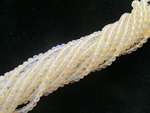 Mondstein 4mm Perlen rund Schmuckperlen weiß Opalit synthetisch 1 Strang von beadsvision