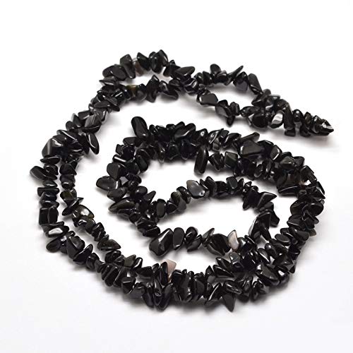 Schwarzer Obsidian Splitter Nuggets ~ 5-8mm 1 Strang Chips Perlen zum auffädeln Edelstein von beadsvision