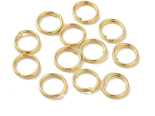 Spaltringe Edelstahl 18k vergoldet Biegeringe Schlüsselringe Doppelringe überlappend (6mm Gold #S198) von beadsvision