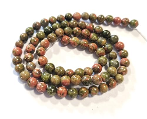 Unakit 4/6/8mm Perlen rund Schmuckperlen Edelstein Strang Schmuck basteln auffädeln (4mm Grün Rot) von beadsvision