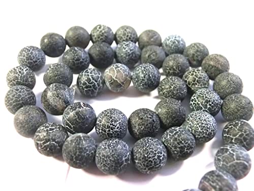 Weathering Achat verwittert 8mm schwarz grau matt Perlen rund Schmuckperlen Edelstein 1 Strang von beadsvision