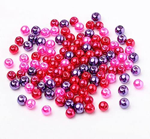 beadsvision 1000 Glasperlen 4mm Mix Glaswachsperlen rund bunt Mix Farbwahl Perlen zum auffädeln Schmuckherstellung (1000 Glasperlen berry Mix 6) von beadsvision
