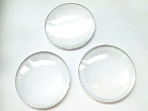 beadsvision 50 Glas Cabochons klar 40mm Glascabochons durchsichtig Rückseite flach Kuppel transparent (40mm) von beadsvision