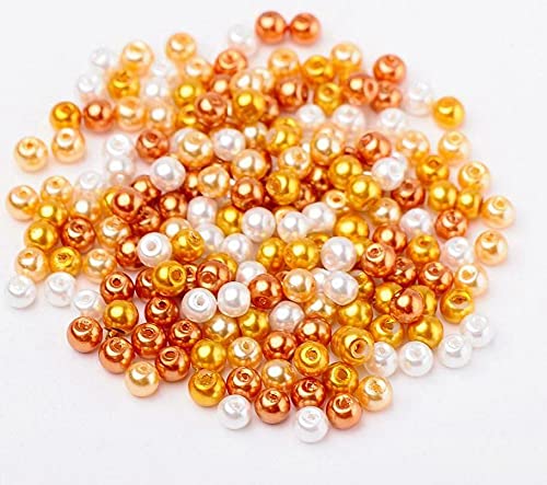 500 Glasperlen 6mm Glaswachsperlen rund bunt Mix Farbwahl Perlen zum auffädeln Schmuckherstellung (500 Glasperlen Caramel Mix 4) von beadsvision