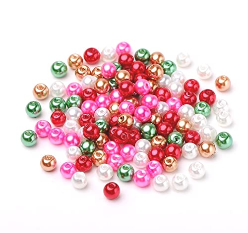 beadsvision 500 Glasperlen 6mm Glaswachsperlen rund bunt Mix Farbwahl Perlen zum auffädeln Schmuckherstellung 500 Glasperlen Weihnachts Christmas Mix #8 ca. 6mm von beadsvision