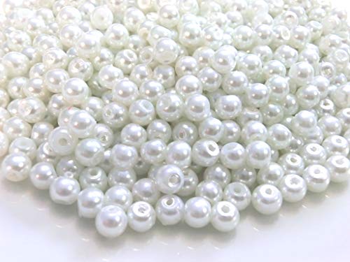 beadsvision 500 Glasperlen 6mm weiß Glaswachsperlen rund Farbwahl Perlen zum auffädeln Schmuckherstellung (500 Glasperlen Weiß) von beadsvision